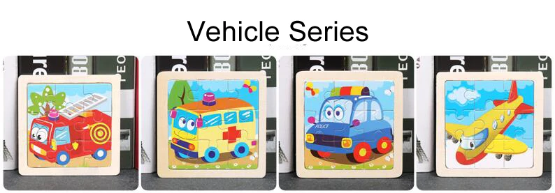 4PCS/lot 3D Wooden Jigsaw Puzzles for Children Kids Toys Cartoon Animal/Traffic Puzzles Baby Educational Puzles Wholesale GYH