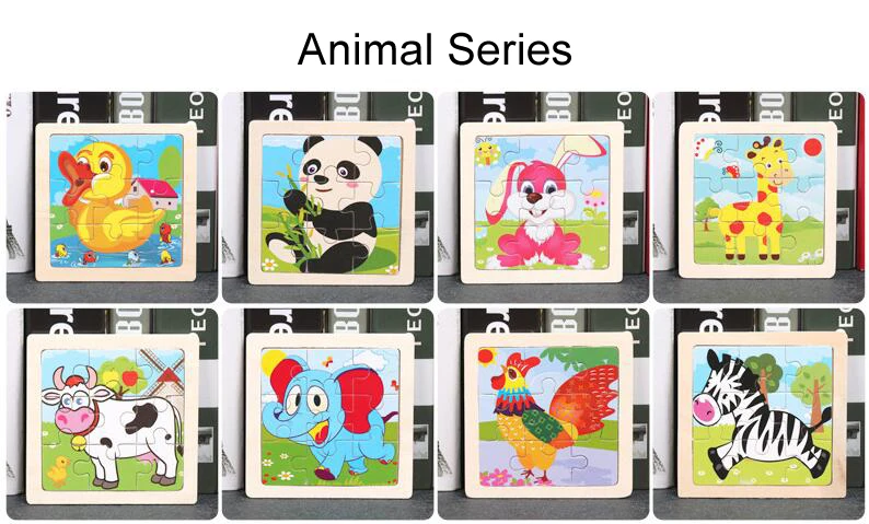 4PCS/lot 3D Wooden Jigsaw Puzzles for Children Kids Toys Cartoon Animal/Traffic Puzzles Baby Educational Puzles Wholesale GYH