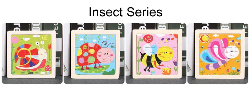 4PCS/lot 3D Wooden Jigsaw Puzzles for Children Kids Toys Cartoon Animal/Traffic Puzzles Baby Educational Puzles Wholesale GYH