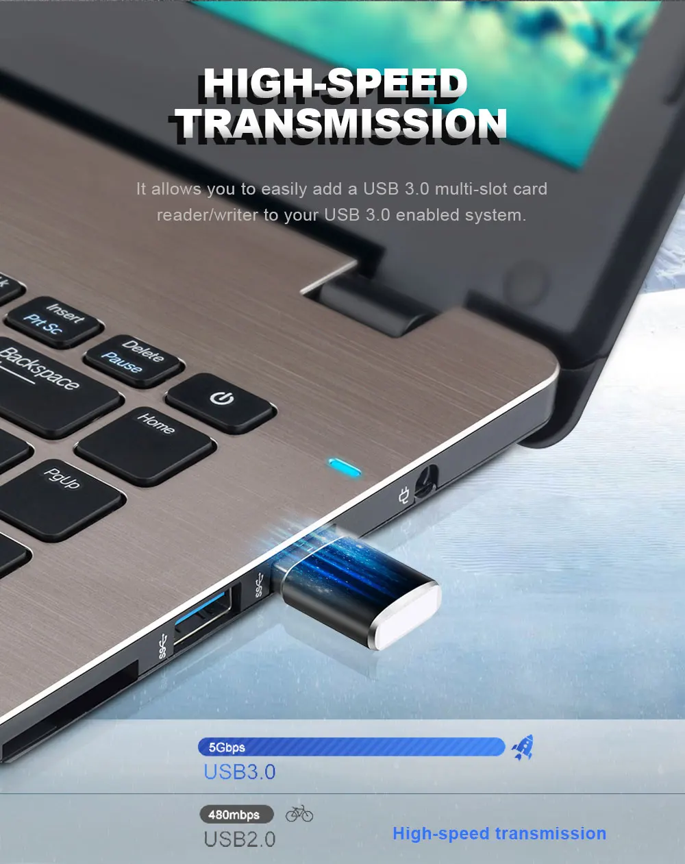 KARTOMAN Aluminum Mini usb 3.0 memory card reader adapter for TF micro SD pc computer laptop