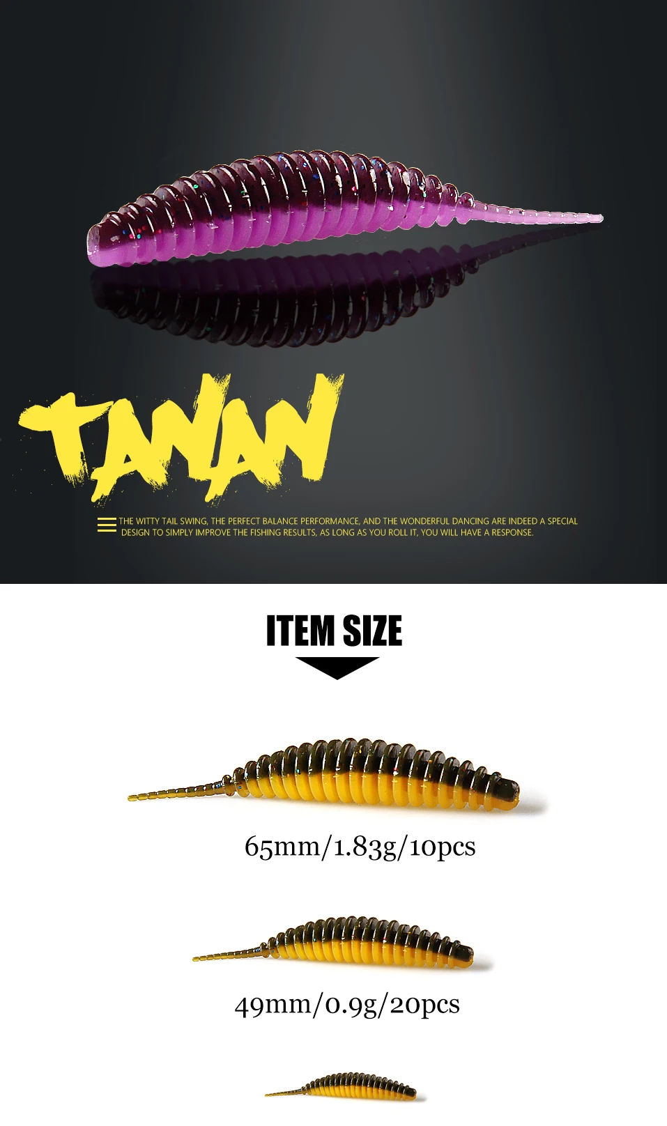 2023 Supercontinent worm bait soft bait Tanta 49mm 65mm fishing lures Pesca carp fishing bass lure Isca artificial PVA