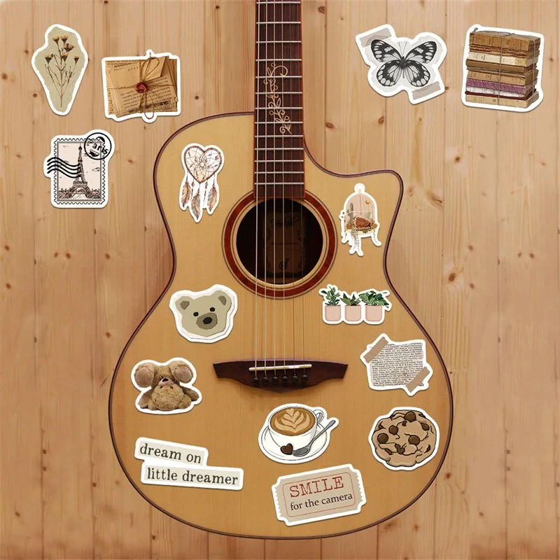 10/30/60PCS Vintage Brown Sticker Aesthetic PVC Laptop Sketchbook Stationery Decoraction Scrapbooking School Supplies
