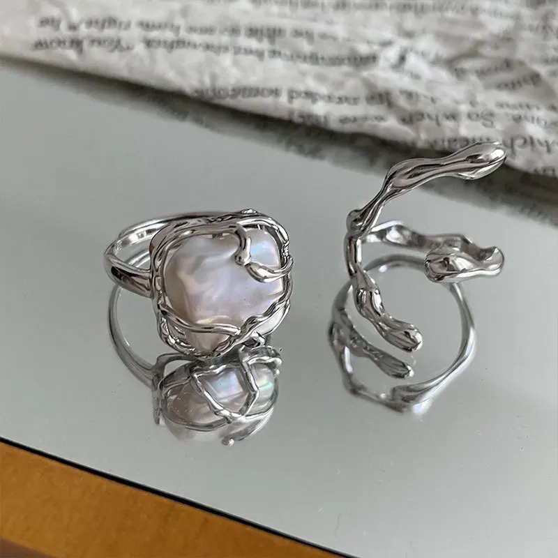 XIYANIKE Elegant Square Pearl Geometric Open Cuff Finger Rings For Women Girl Fashion Trendy Jewelry Gift Party кольцо ж