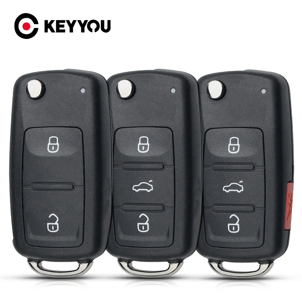 KEYYOU 10PCS/LOT 2 Buttons Flip Folding Car Remote Key Case Shell For VW For Volkswagen Golf MK4 Bora