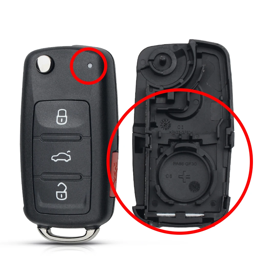 KEYYOU 10PCS/LOT 2 Buttons Flip Folding Car Remote Key Case Shell For VW For Volkswagen Golf MK4 Bora