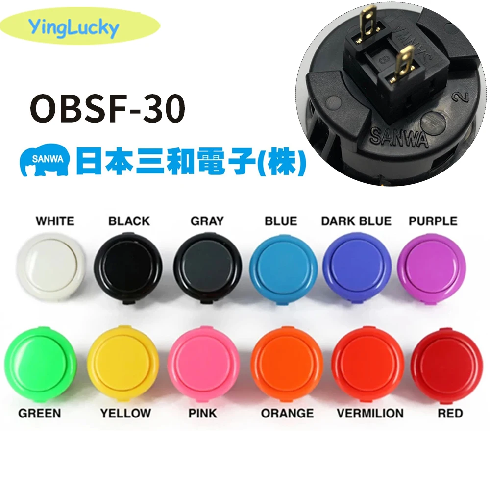 1pcs Original Sanwa Button OBSF 30 OBSF24 Arcade Push Button 24mm 30mm Raspberry Pi Replacement Buttons