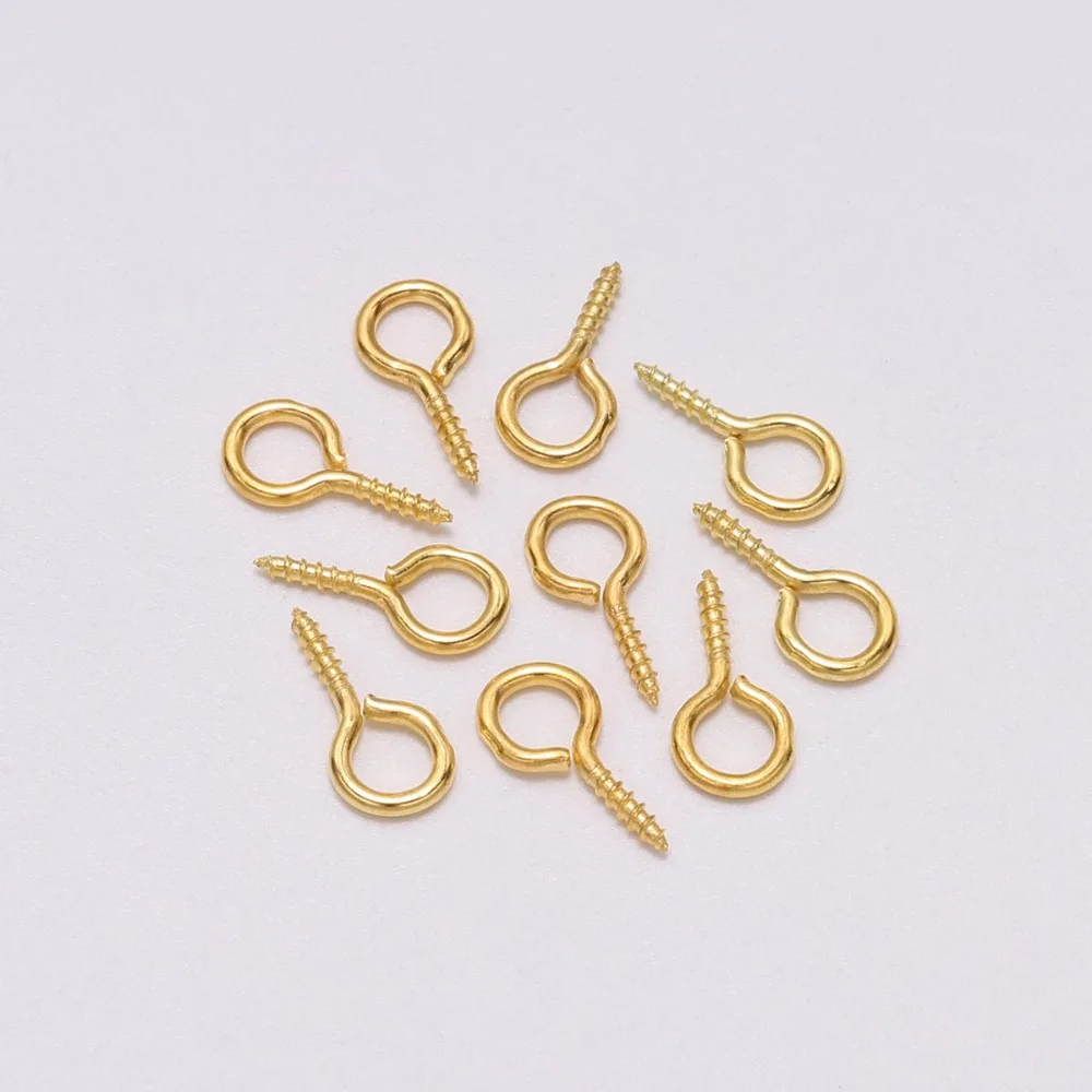100-200pcs Small Tiny Mini Eye Pins Eyepins Hooks Eyelets Screw Threaded Gold Clasps Hooks Jewelry Findings For Making DIY