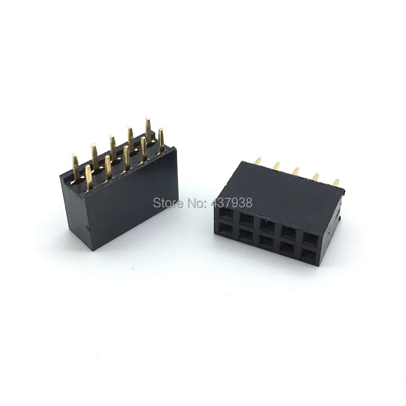 10pcs 2.54mm Double Row Straight Female 2-40P Pin Header Socket Connector 2x2/3/4/5/6/7/8/9/10/12/14/16/18/20/25/30/40Pin