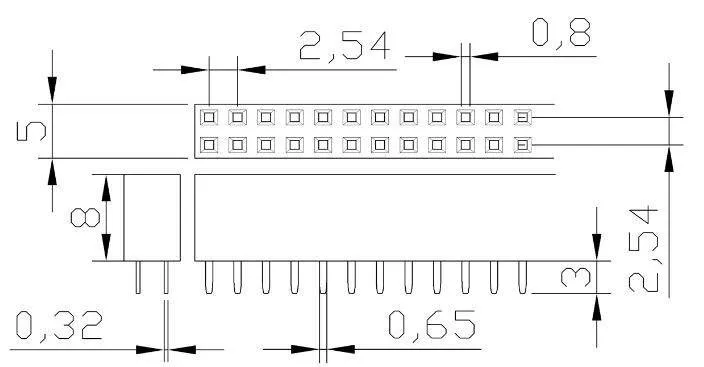 10pcs 2.54mm Double Row Straight Female 2-40P Pin Header Socket Connector 2x2/3/4/5/6/7/8/9/10/12/14/16/18/20/25/30/40Pin