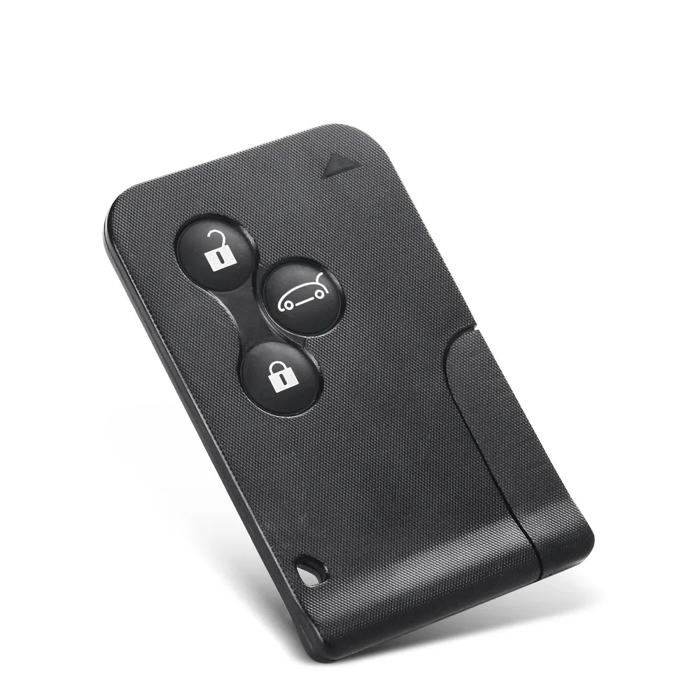 KEYYOU 3 Button Smart Card For Renault Clio Logan Megane 2 3 Koleos Scenic Card Case Black Car Key Fob Shell With Small Key