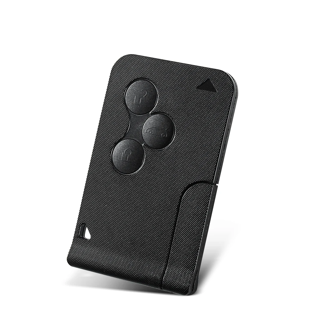 KEYYOU 3 Button Smart Card For Renault Clio Logan Megane 2 3 Koleos Scenic Card Case Black Car Key Fob Shell With Small Key