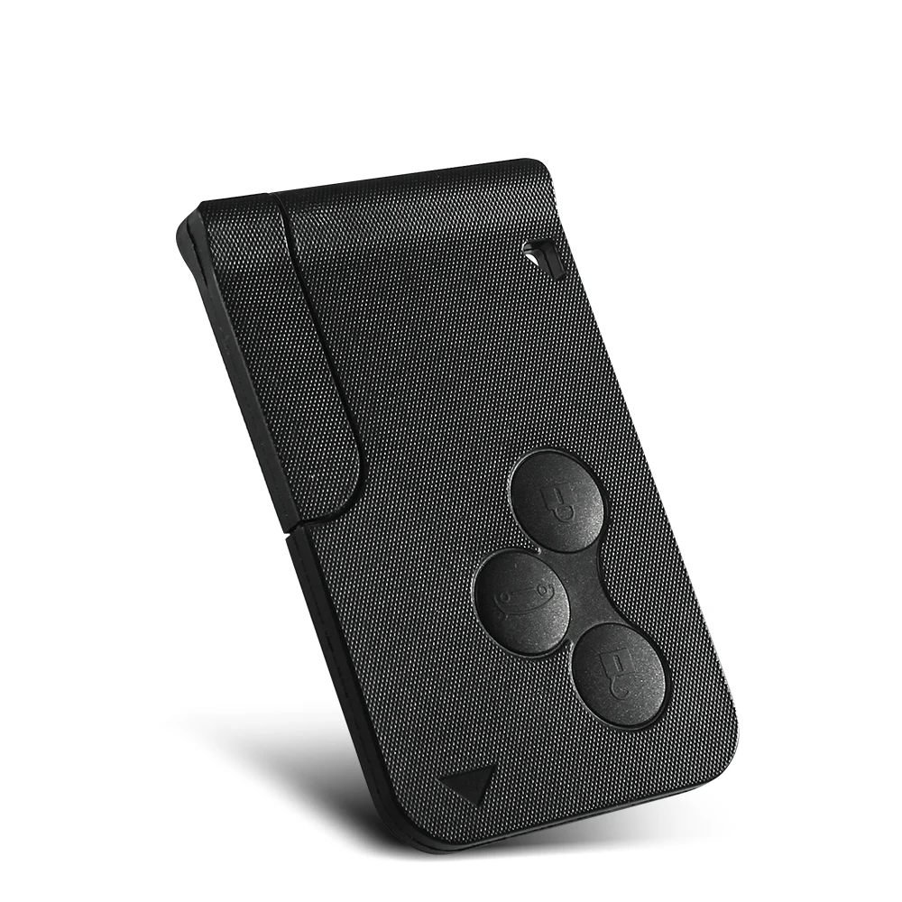 KEYYOU 3 Button Smart Card For Renault Clio Logan Megane 2 3 Koleos Scenic Card Case Black Car Key Fob Shell With Small Key