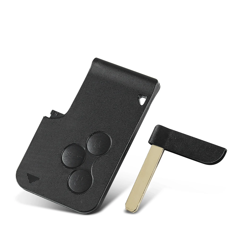 KEYYOU 3 Button Smart Card For Renault Clio Logan Megane 2 3 Koleos Scenic Card Case Black Car Key Fob Shell With Small Key