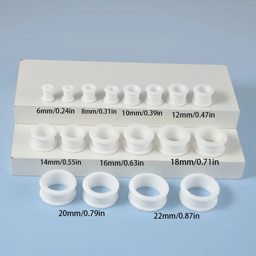 1Pair 3mm-76mm Big Size Hollow Black Silicone Flexible Double Flared Flesh Ear Tunnel Plugs Gauge Expander Stretchers Jewelry
