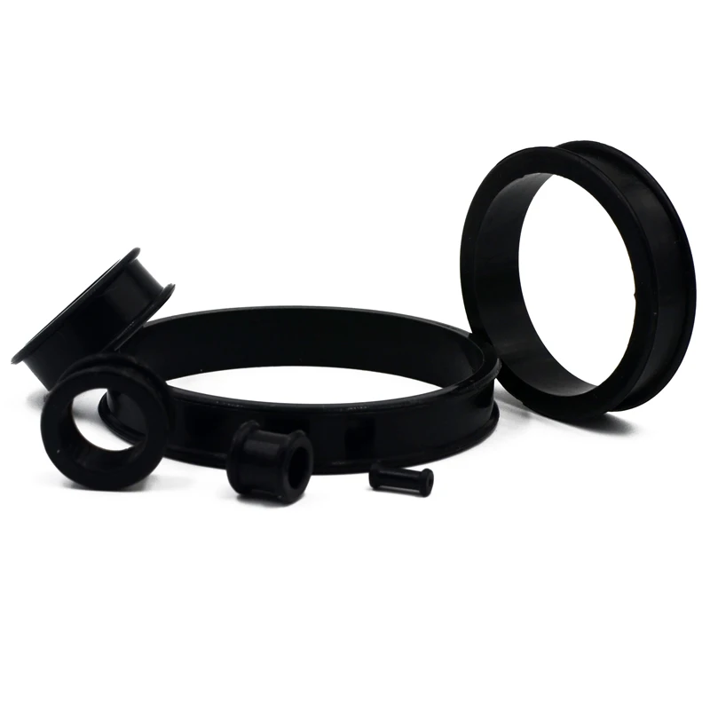 1Pair 3mm-76mm Big Size Hollow Black Silicone Flexible Double Flared Flesh Ear Tunnel Plugs Gauge Expander Stretchers Jewelry