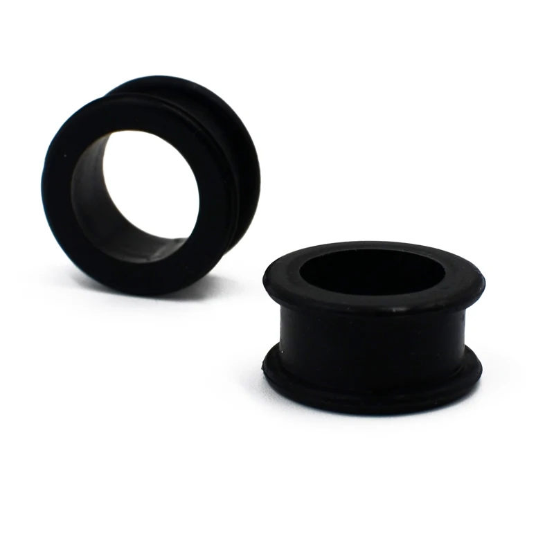 1Pair 3mm-76mm Big Size Hollow Black Silicone Flexible Double Flared Flesh Ear Tunnel Plugs Gauge Expander Stretchers Jewelry