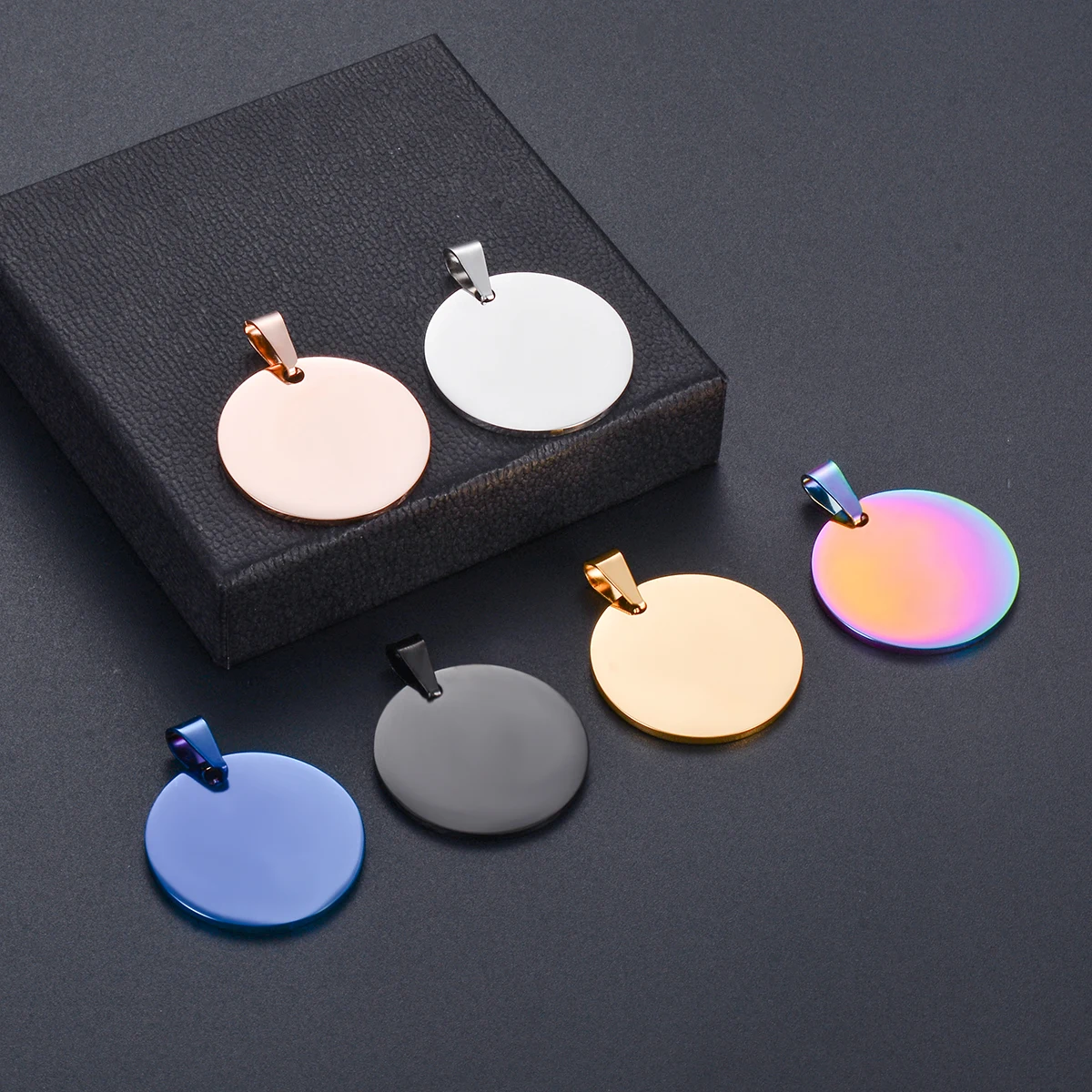 10pcs Wholesale Military Army Style Disc Round Pendant 6 Colors Blank Necklace Stainless Steel Dog Tags Chain Necklaces 4 Sizes