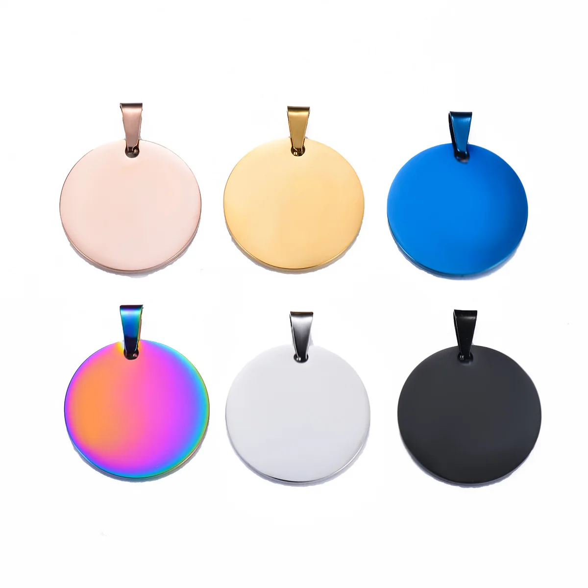 10pcs Wholesale Military Army Style Disc Round Pendant 6 Colors Blank Necklace Stainless Steel Dog Tags Chain Necklaces 4 Sizes