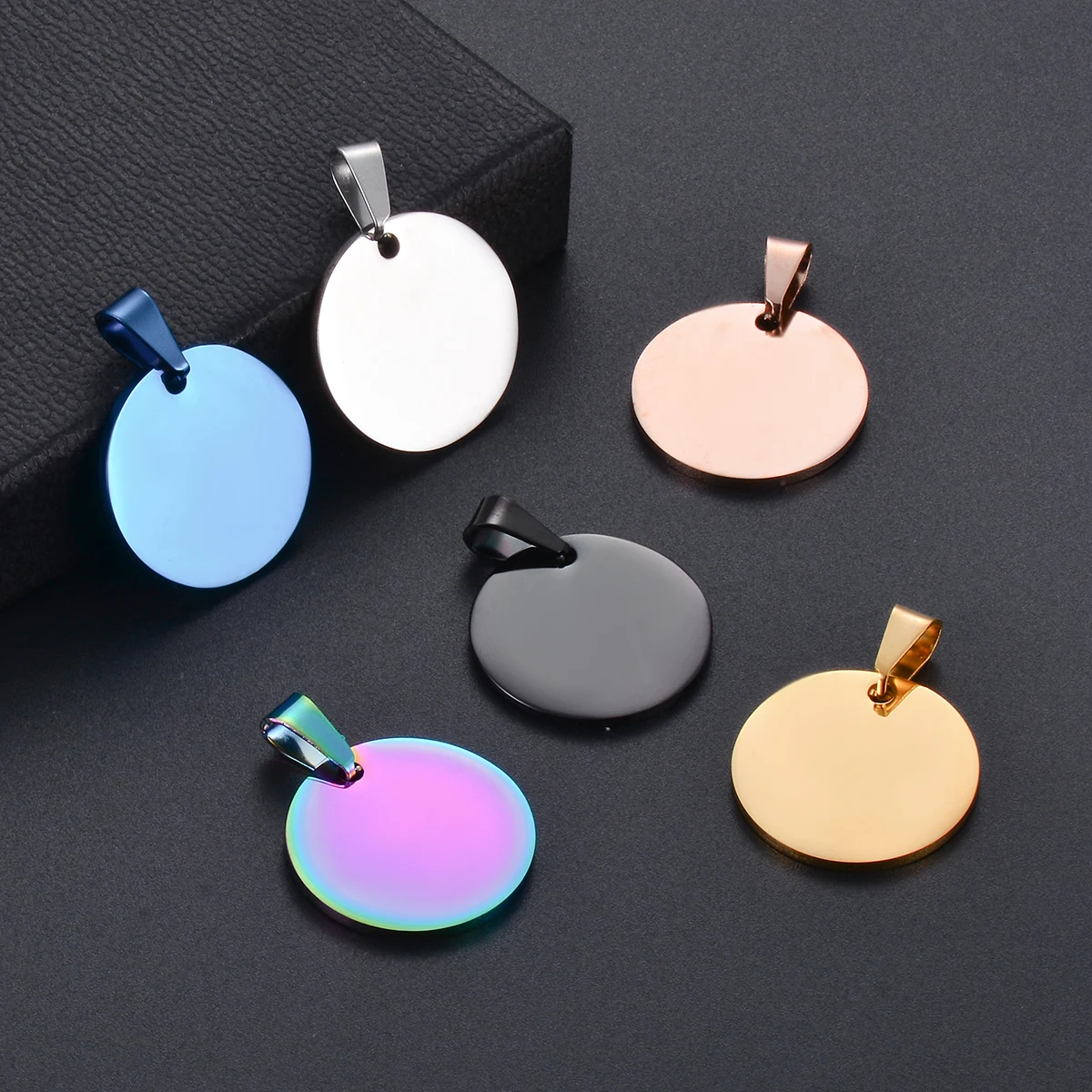 10pcs Wholesale Military Army Style Disc Round Pendant 6 Colors Blank Necklace Stainless Steel Dog Tags Chain Necklaces 4 Sizes