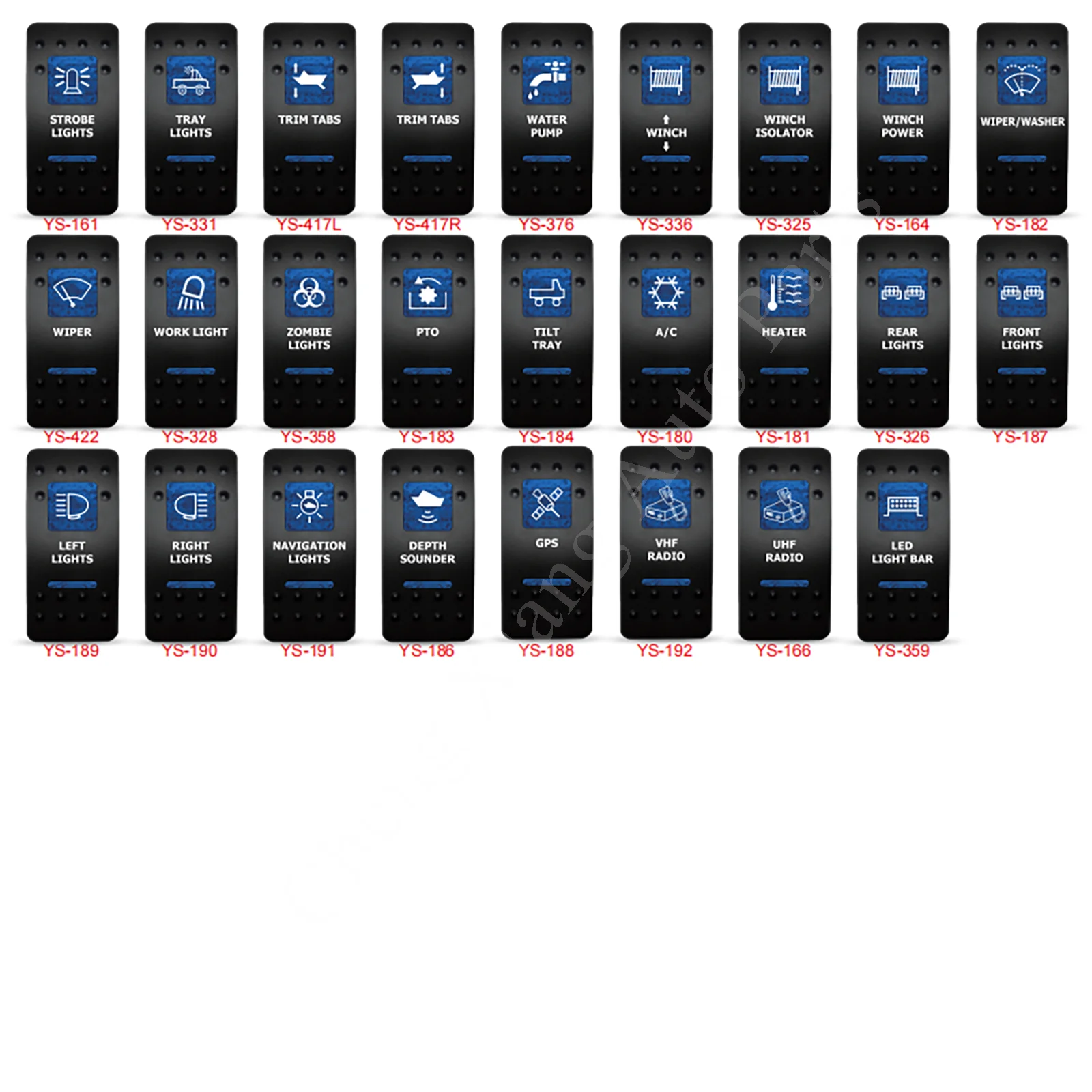 12V Marine Grade Rocker Switch SPST/ON OFF, DPDT/(ON) OFF (ON) Blue Led Light Bar for Carling ARB NARVA Replace Waterproof IP66