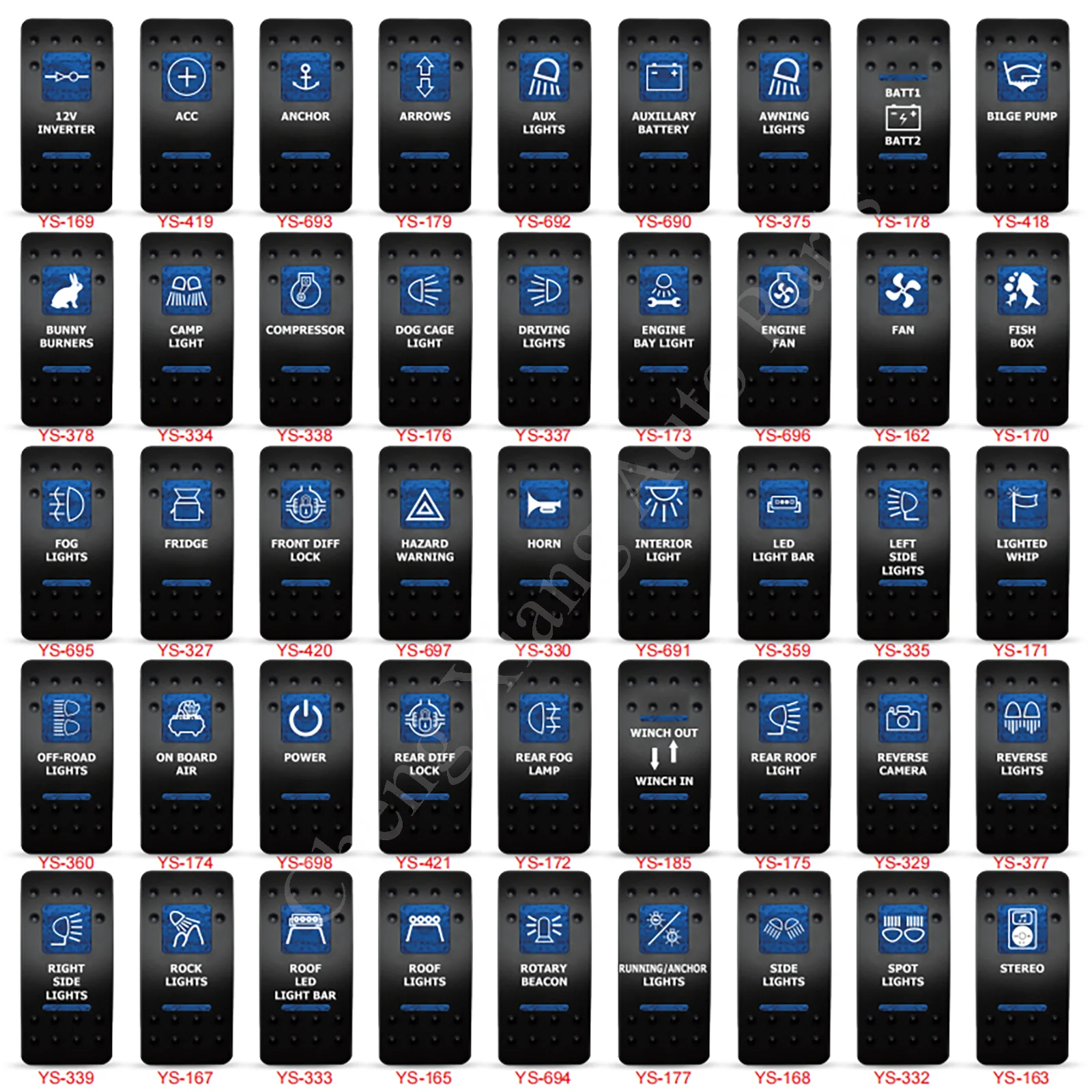 12V Marine Grade Rocker Switch SPST/ON OFF, DPDT/(ON) OFF (ON) Blue Led Light Bar for Carling ARB NARVA Replace Waterproof IP66