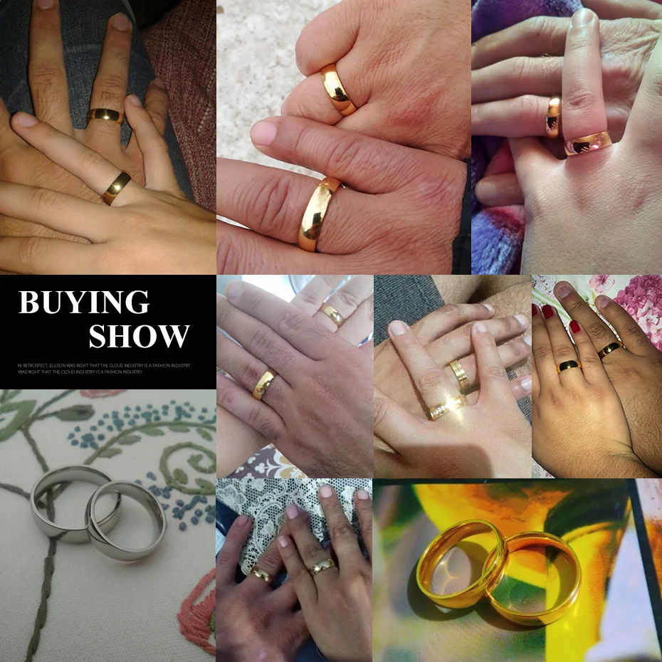 Gold Color Wedding Band Engagement Stainless steel Ring for Women Men US Sizes 4 5 6 7 8 9 10 11 12 13 14 15 Free Shipping