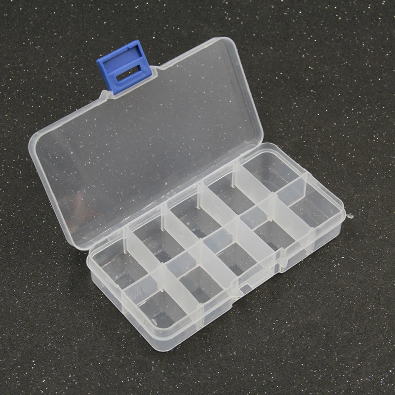 Yidensy 1pcs Square Transparent Plastic Storage Box Case 10/24 Slot Adjustable for Pills Jewelry Beads Earring Case Organizer