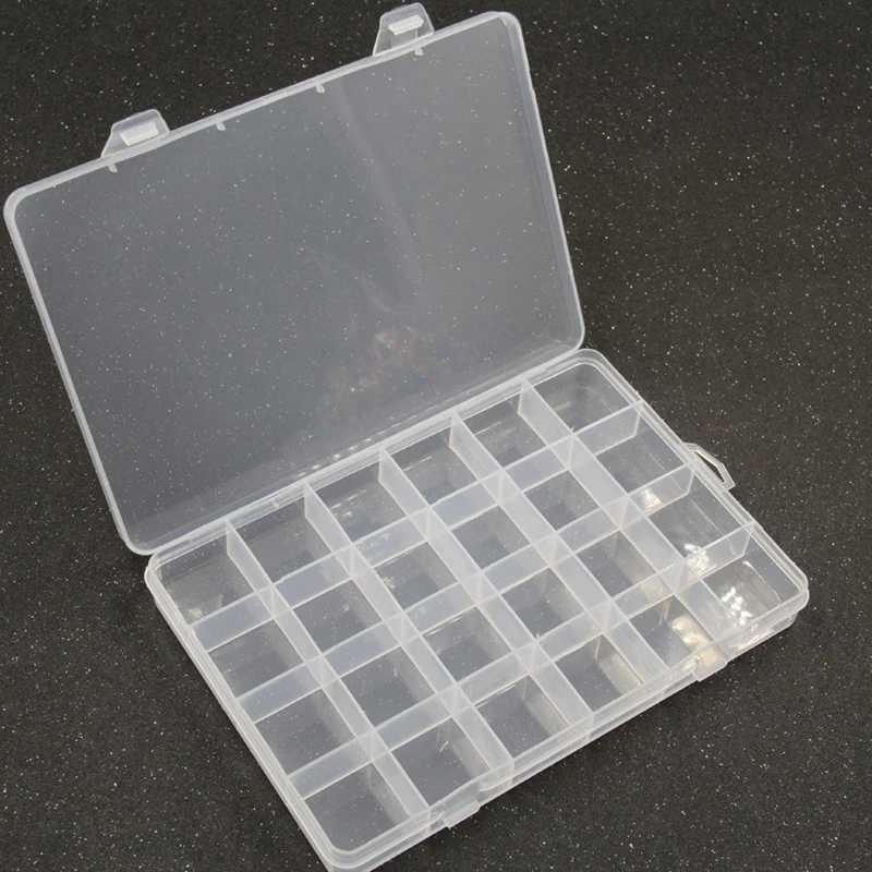 Yidensy 1pcs Square Transparent Plastic Storage Box Case 10/24 Slot Adjustable for Pills Jewelry Beads Earring Case Organizer