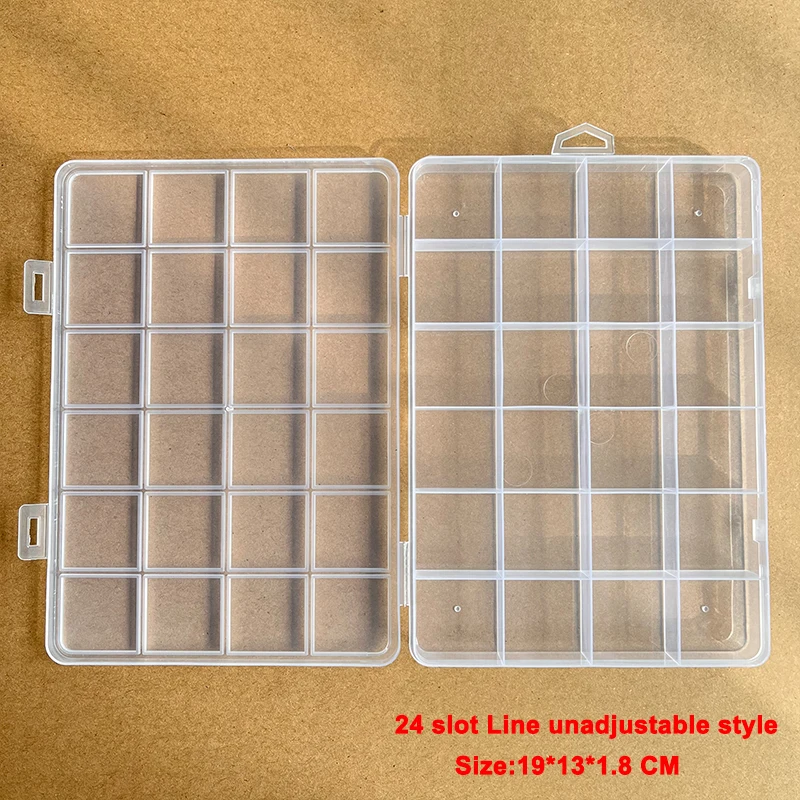 Yidensy 1pcs Square Transparent Plastic Storage Box Case 10/24 Slot Adjustable for Pills Jewelry Beads Earring Case Organizer