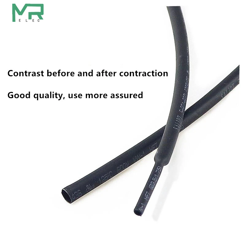 5 METER/LOT 2:1 Black 0.8mm~10mm Polyolefin Cable Sleeves Electronic Component DIY Connector Repair Heat Shrink Tube