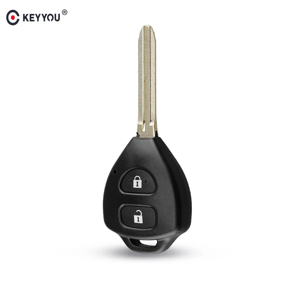 KEYYOU 2 Button Uncut Replacement Plastic Remote Car Key Shell Cae Fob Blank Keys for Toyota Corolla RAV4 Toy43 Blade