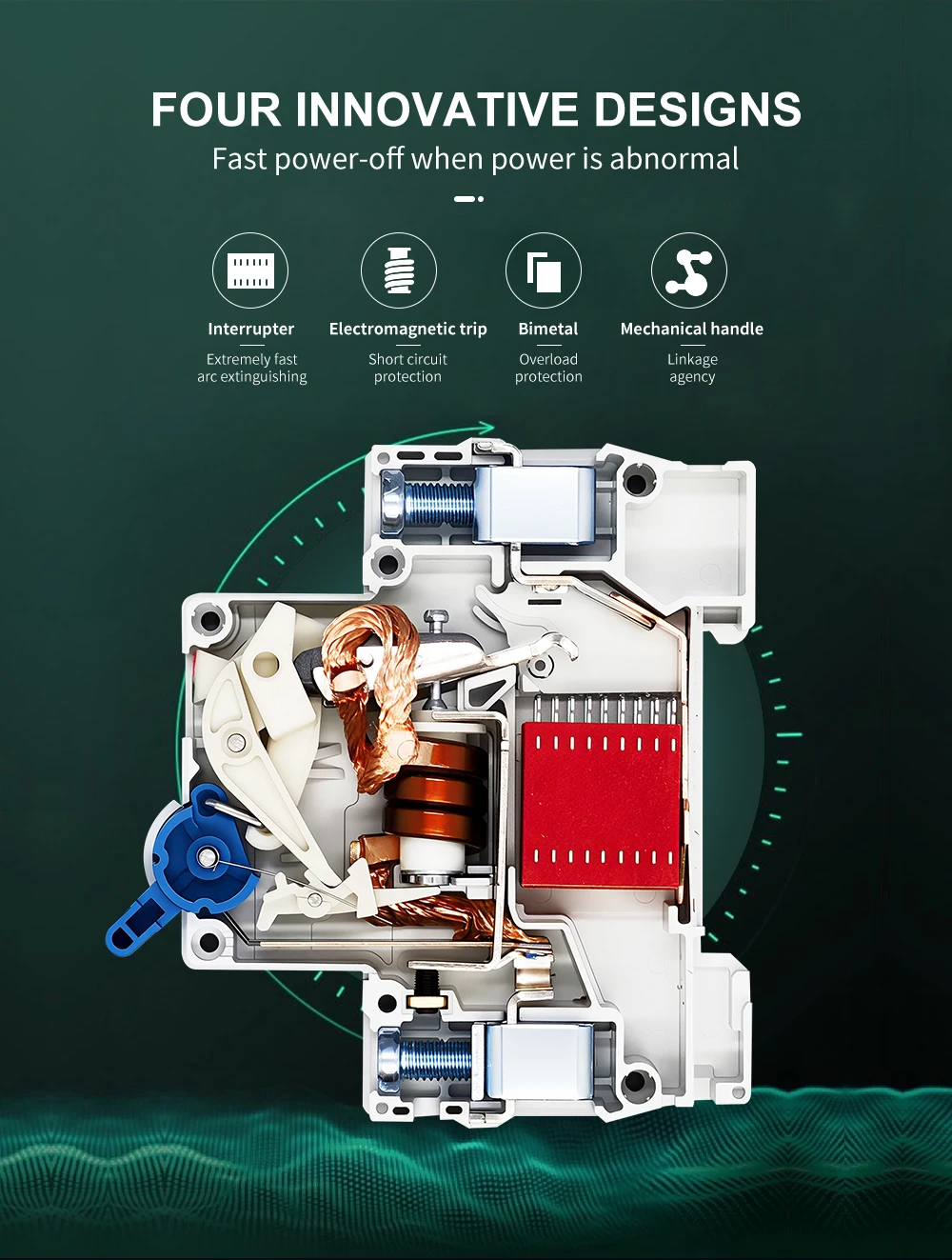 TOMZN 1P AC MCB TOB1-63H C type 230/400V~ 50Hz/60Hz Mini Circuit Breaker 3A 6A 10A 16A 20A 25A 32A 40A 50A 63A