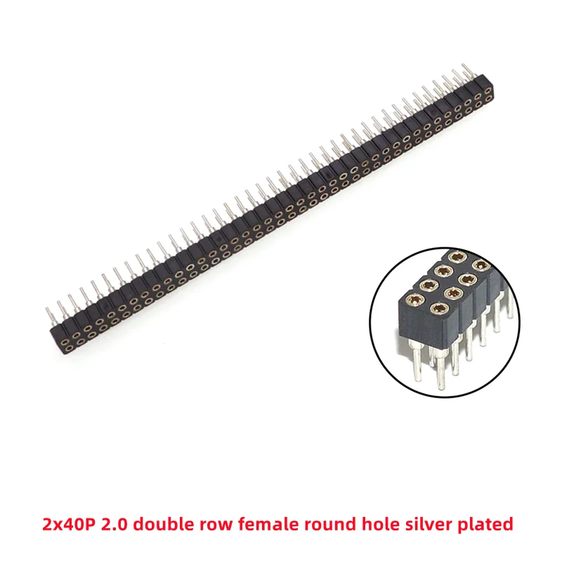 5 Pcs Round Hole Pin Header 2.0MM/2.54MM Pitch Row Female/Male, Single Row 1x40P Row 2x40P Double Row Pin Round Pin Gold Plated
