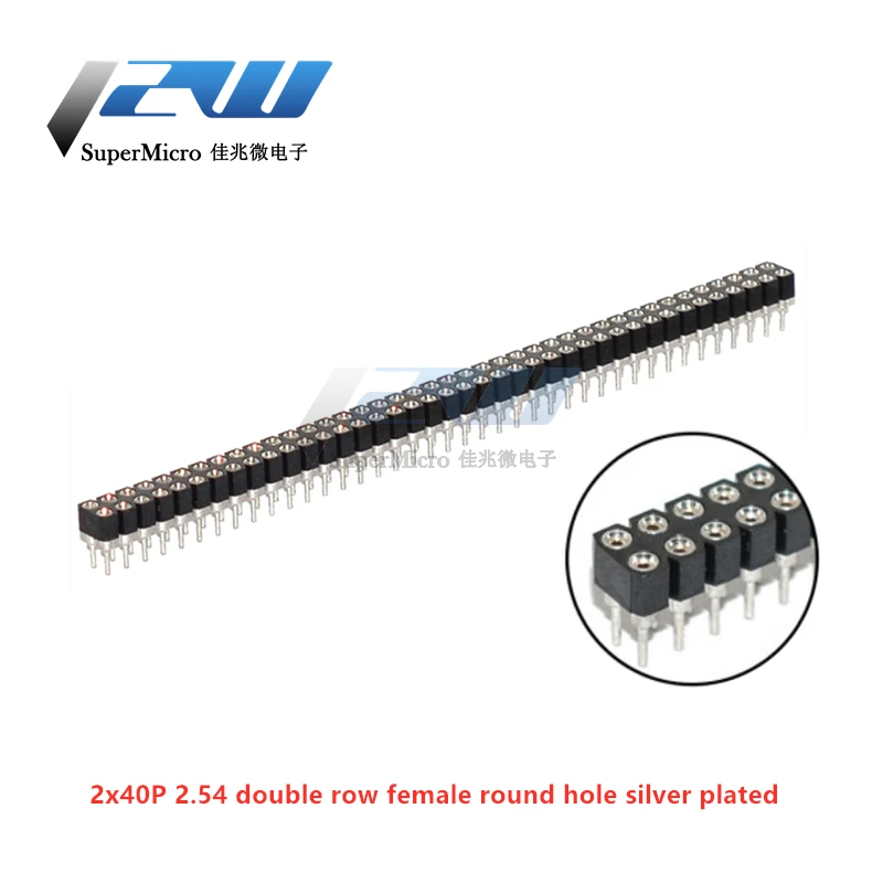 5 Pcs Round Hole Pin Header 2.0MM/2.54MM Pitch Row Female/Male, Single Row 1x40P Row 2x40P Double Row Pin Round Pin Gold Plated