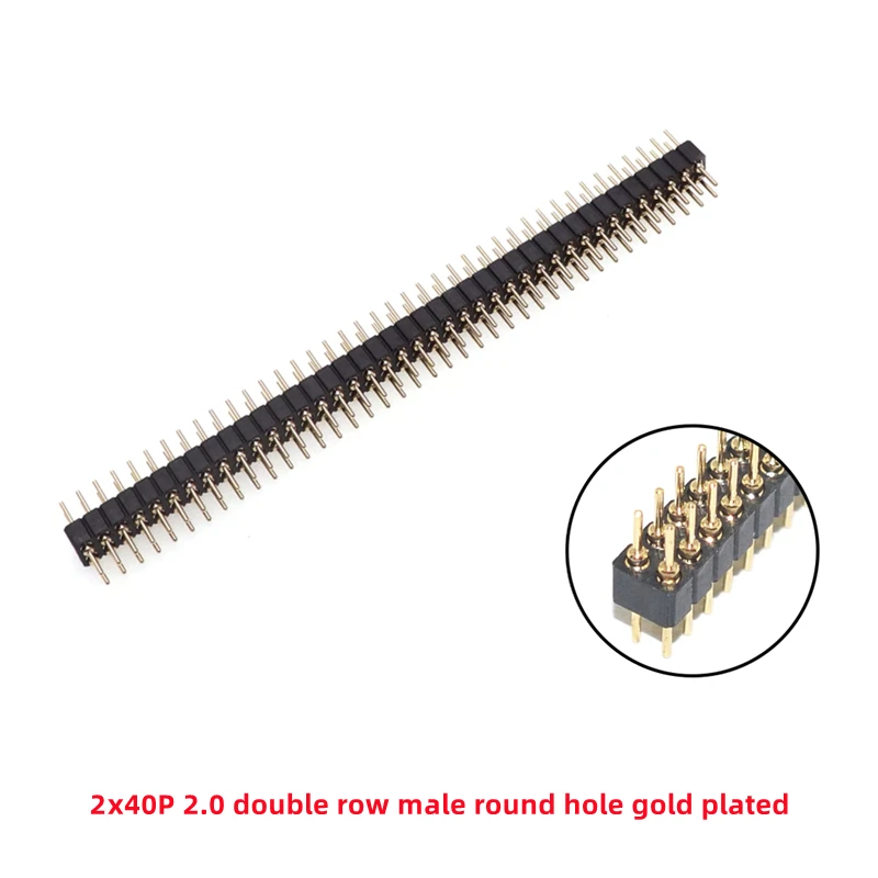 5 Pcs Round Hole Pin Header 2.0MM/2.54MM Pitch Row Female/Male, Single Row 1x40P Row 2x40P Double Row Pin Round Pin Gold Plated