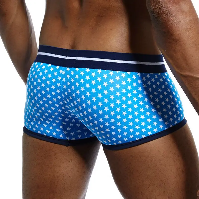 JOCKMAIL Brand Male Panties Breathable Boxers Cotton Men Underwear U convex pouch Sexy Underpants Printed leaves Homewear Shorts