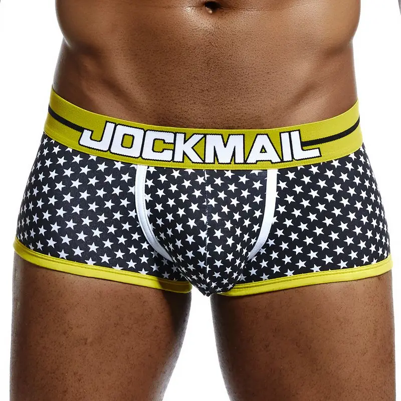 JOCKMAIL Brand Male Panties Breathable Boxers Cotton Men Underwear U convex pouch Sexy Underpants Printed leaves Homewear Shorts