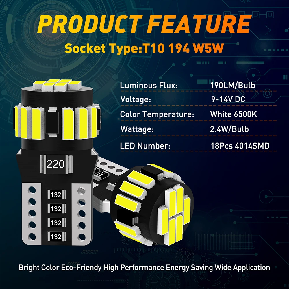 10x W5W T10 LED Light Canbus 194 LED Bulb Parking Position Signal Lamp for Mercedes Benz W203 W211 W204 W210 W124 W212 W202 W205