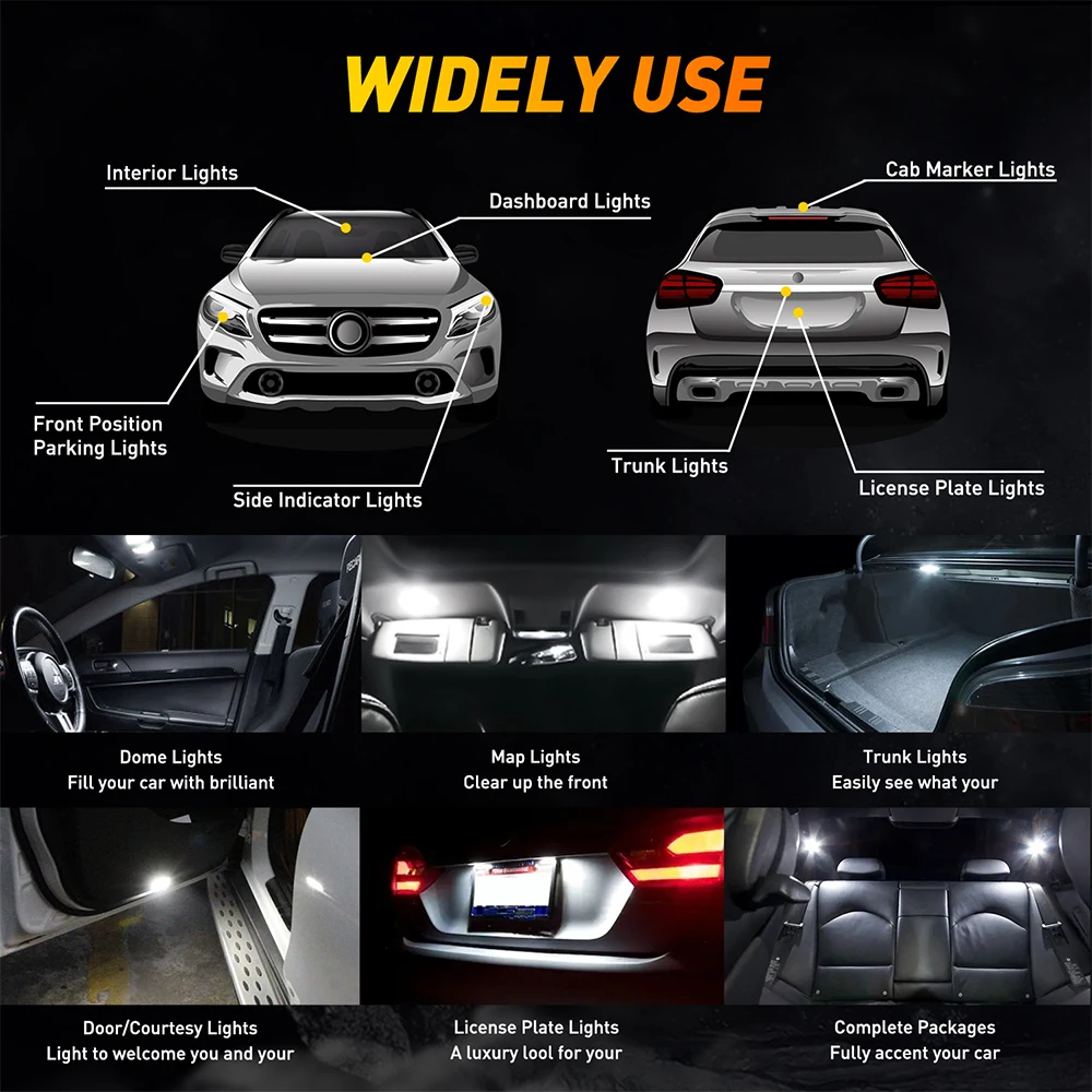 10x W5W T10 LED Light Canbus 194 LED Bulb Parking Position Signal Lamp for Mercedes Benz W203 W211 W204 W210 W124 W212 W202 W205