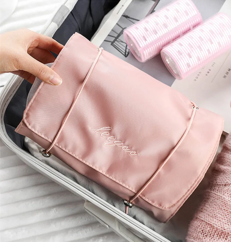 4 in 1 Cosmetic Bag For Women Zipper Mesh Separable Cosmetics Pouch Ladies Foldable Nylon Bag Rope Makeup Bag Kosmetyczka