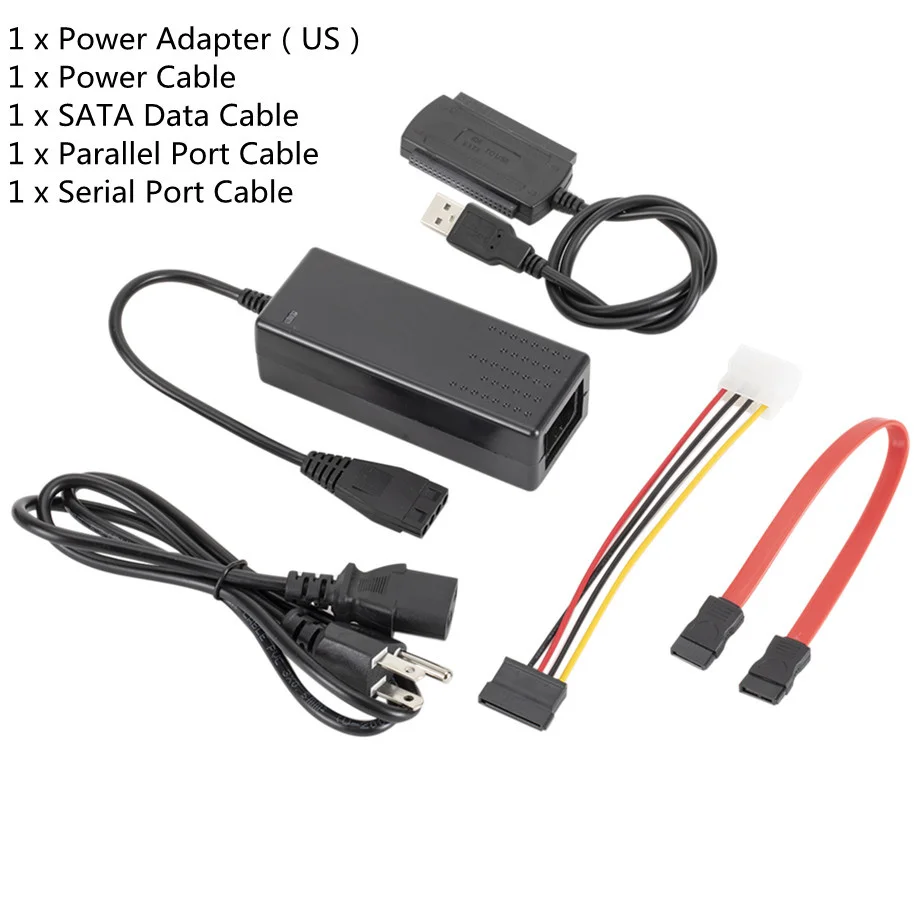 WVVMVV New 3-in-1 USB 2.0 To IDE / SATA 2.5",3.5" Hard Drive Disk HDD SSD 480Mb/s Data Interface Converter Adapter Cable