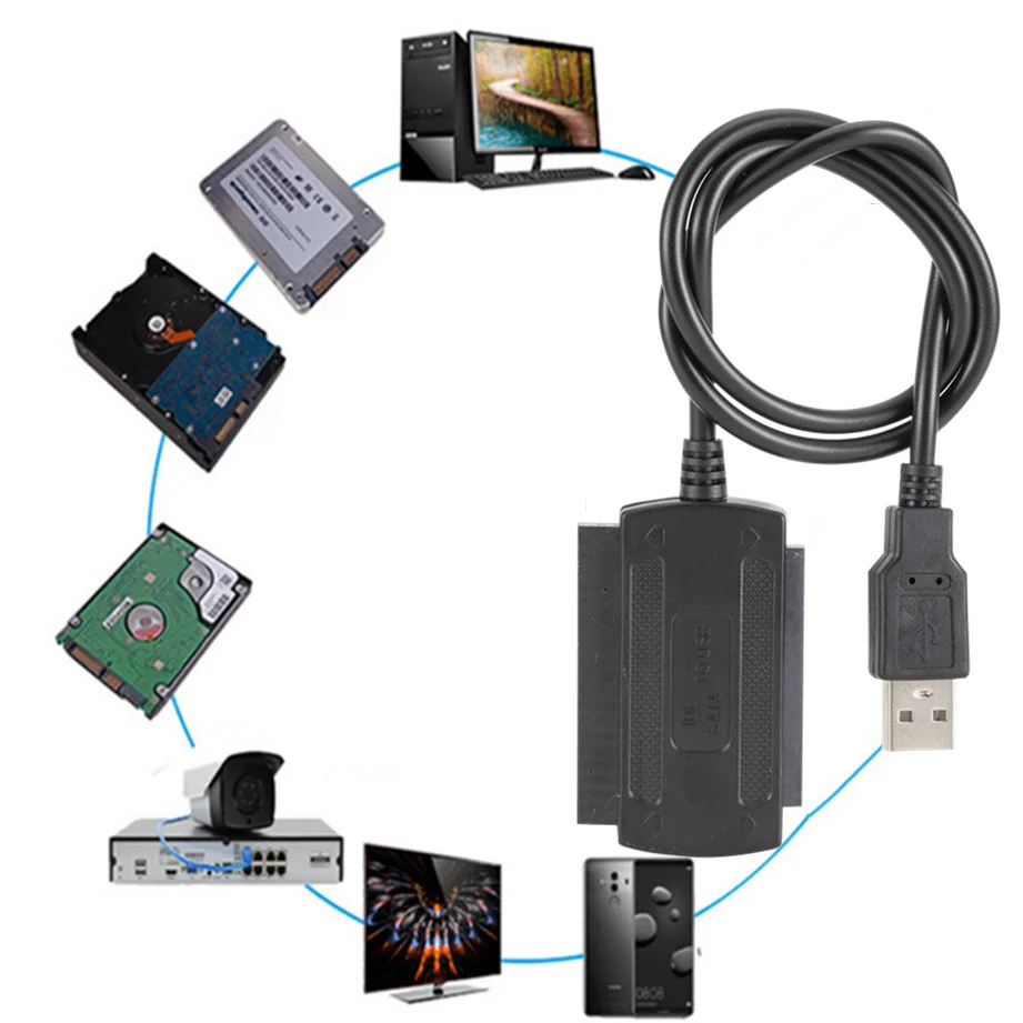 WVVMVV New 3-in-1 USB 2.0 To IDE / SATA 2.5",3.5" Hard Drive Disk HDD SSD 480Mb/s Data Interface Converter Adapter Cable