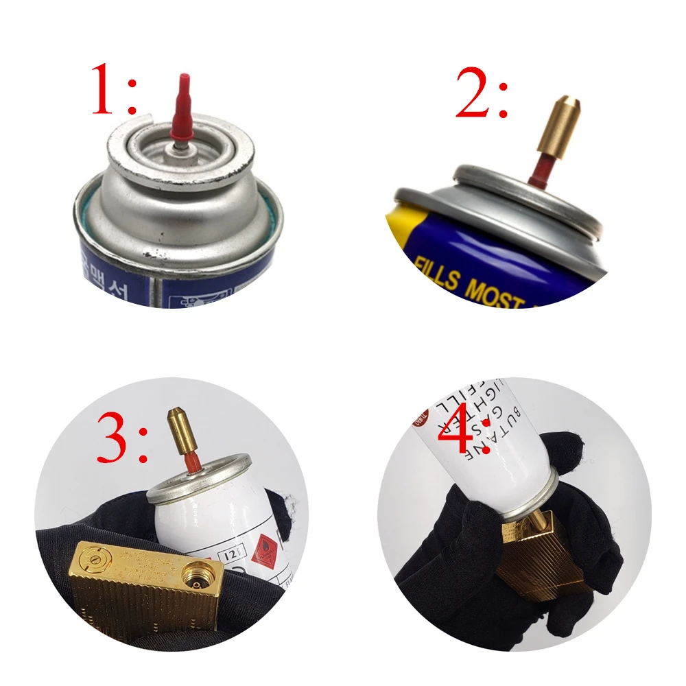 5 in 1/Set Durable Brass Copper Nozzle Refill Butane Gas Adapter For Dupont Lighter Yellow/Red/Green/Blue Easy To Use Reusable
