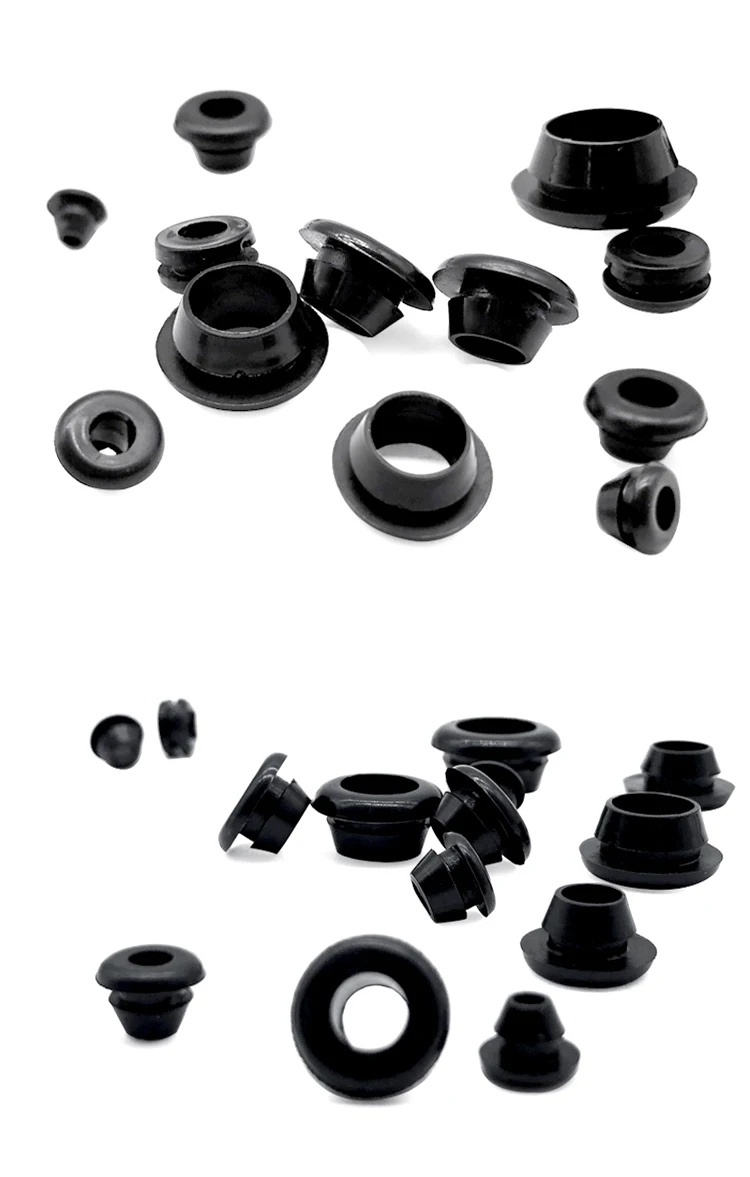 Black 3mm-50mm Rubber Snap-on Grommet Hole Plugs End Caps Bung Wire Cable Protect Bush