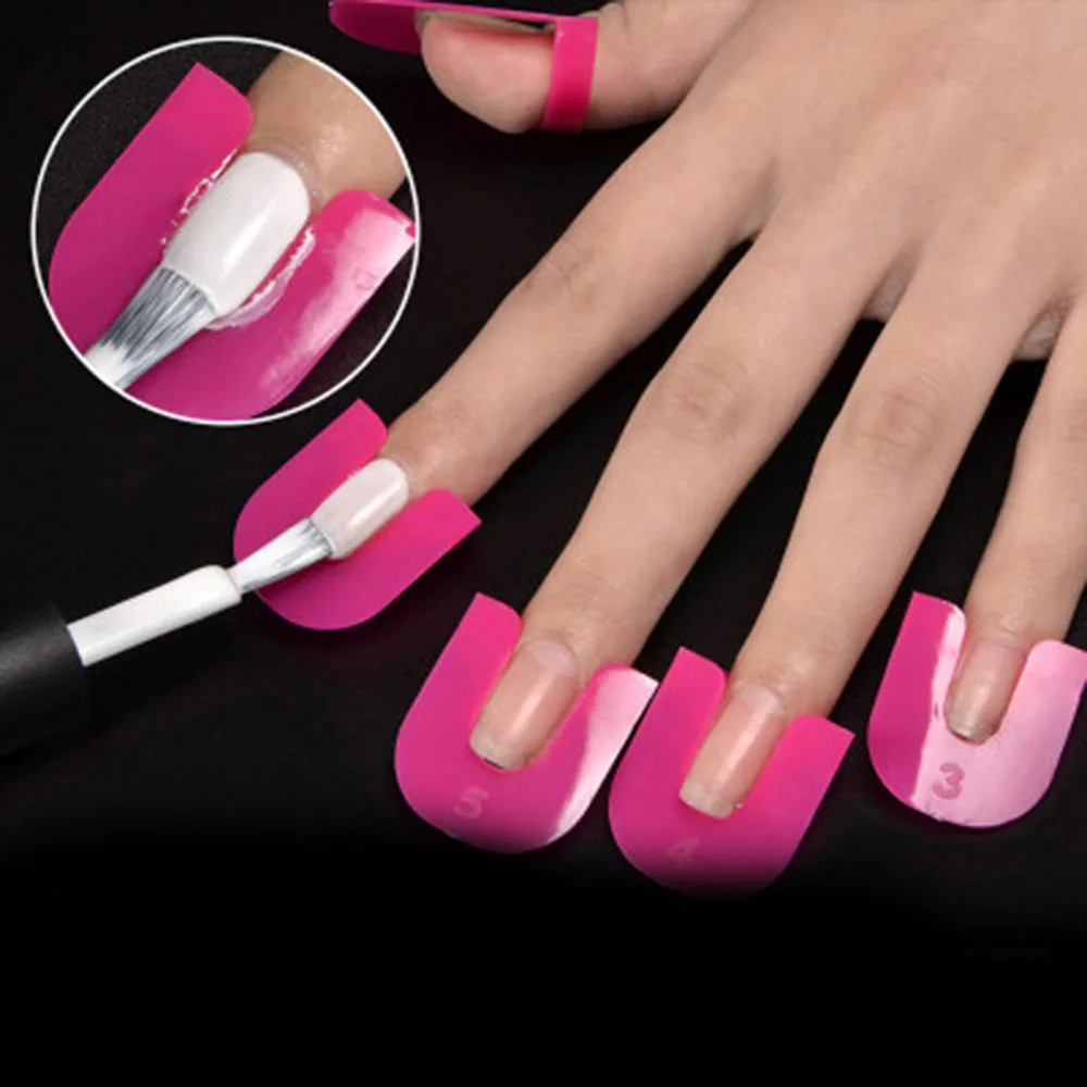 26pcs/set 10 Sizes G Curve Shape Varnish Shield Nail Protector Finger Cover Spill-Proof French Stickers Manicure Nail Art Tools