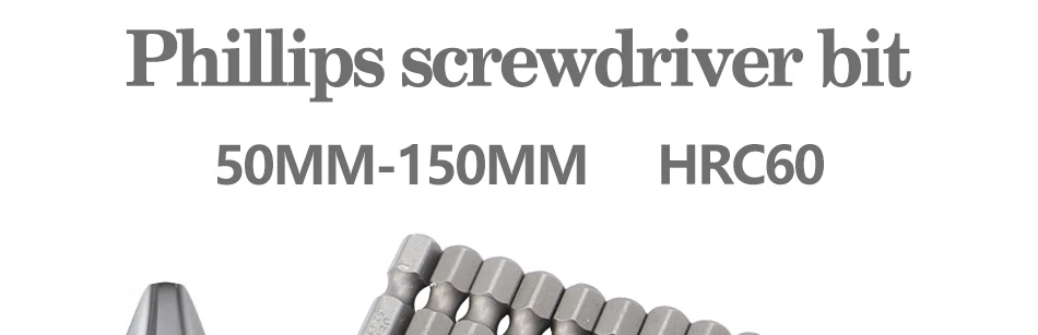 12pcs/15pcs 50mm 75mm 100mm 150mm Phillips screwdriver bit S2 alloy steel with magnetic screwdriver bit PH0 PH1 PH2