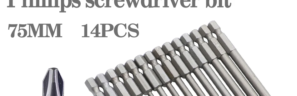 12pcs/15pcs 50mm 75mm 100mm 150mm Phillips screwdriver bit S2 alloy steel with magnetic screwdriver bit PH0 PH1 PH2
