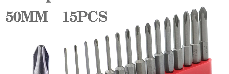 12pcs/15pcs 50mm 75mm 100mm 150mm Phillips screwdriver bit S2 alloy steel with magnetic screwdriver bit PH0 PH1 PH2