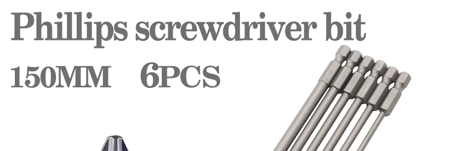 12pcs/15pcs 50mm 75mm 100mm 150mm Phillips screwdriver bit S2 alloy steel with magnetic screwdriver bit PH0 PH1 PH2
