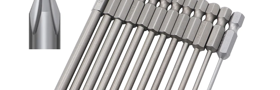 12pcs/15pcs 50mm 75mm 100mm 150mm Phillips screwdriver bit S2 alloy steel with magnetic screwdriver bit PH0 PH1 PH2